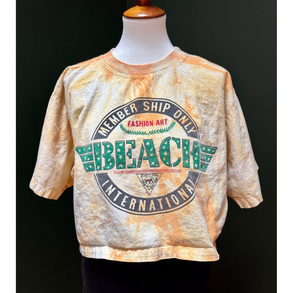 Vintage 100% Cotton Nisha Beach Club‎ Tie Dye Cropped T-Shirt Women's L